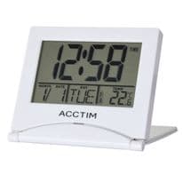 Acctim Mini Flip II Travel LCD Alarm Clock - White