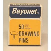 Bayonet 50 Drawing Pins, Solid Head Brassed - 10mm