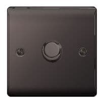 BG 1 Gang 2 Way Push Dimmer Switch - 400w Black Metal