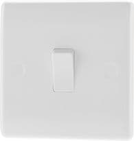 BG 1 Way White Round Edge Switch - 1 Gang
