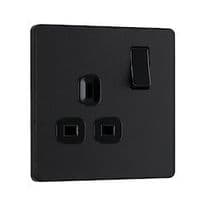 BG 13a 1 Gang Plastic Switched Socket - Matt Black