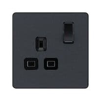 BG 13a 1g Plastic Switched Socket - Matt Grey