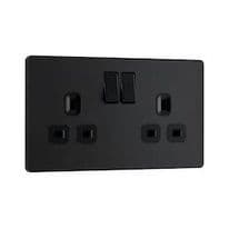 BG 13a 2 Gang Plastic Switched Socket - Matt Black