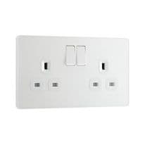 BG 13a 2 Gang Plastic Switched Socket - Pearlescent White