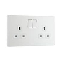 BG 13a 2g Plastic Switched Socket - Pearlescent White
