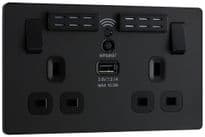BG 13a 2g Plastic Switched Socket With Wifi & USB - Matt Black