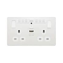 BG 13a 2g Plastic Switched Socket With Wifi & USB - Pearlescent White
