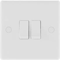 BG 2 Gang 2 Way White Round Edge Switch - 10a