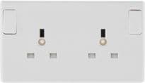 BG 2 Gang White Round Edge Single Pole Switched Socket - 13a