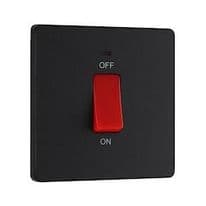BG 45a Double Pole Plastic Square Cooker Switch With LED - Matt Black