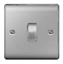 BG Brushed Steel 10ax Plate Switch 2 Way - 1 Gang