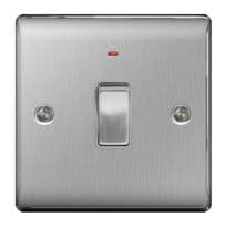 BG Brushed Steel Dp Switch Neon - 20a