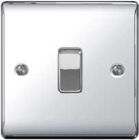 BG Metal Chrome 10ax Plate Switch 2 Way - 1 Gang