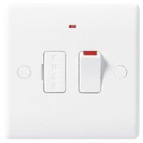 BG Round Edge Switched Fused With LED - White