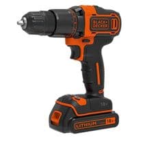 Black & Decker 18V Lithium-ion 2 Gear Hammer Drill - Includes 400mA charger + 1 battery + Kitbox