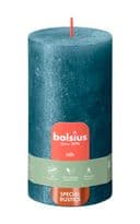 Bolsius Rustic Pillar Candle Shimmer Blue - 130mm x 68mm