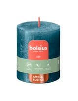 Bolsius Rustic Pillar Candle Shimmer Blue - 80mm x 68mm
