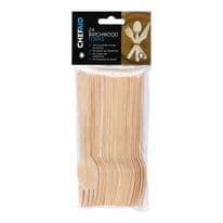 Chef Aid Wooden Cutlery Forks - Pack of 24