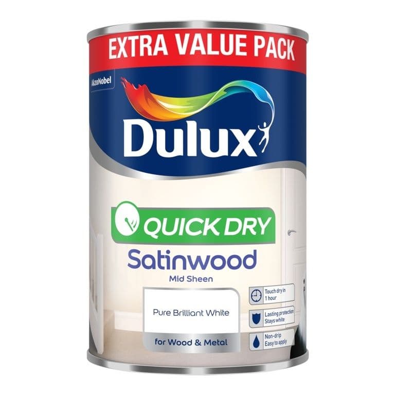 Dulux Quick Dry Satinwood 1 25l Pure Brilliant White 0987