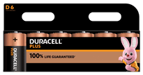 Duracell Plus Batteries - D Pack 6