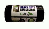 Ecobag Heavy Duty Refuse Sacks Black - 20 x 100L