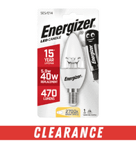 Energizer E14 Warm White Blister Candle SES - 5.9w  470lm