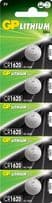 GP Lithium Button Cell Battery - CR1620 Pack 5