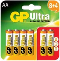 GP Ultra Alkaline Batteries Card Of 12 - AA