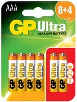 GP Ultra Alkaline Batteries Card Of 12 - AAA