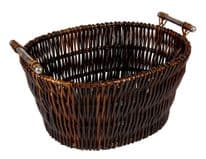 Hearth & Home Dark Wicker Basket With Chrome Handles