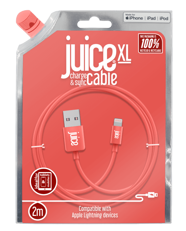 Juice 2m Round Lightning Cable Coral