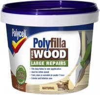 Polycell Polyfilla For Wood Large Repairs - 375gm Natural Tub