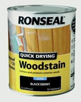 Ronseal Quick Drying Woodstain Satin 750ml - Black Ebony