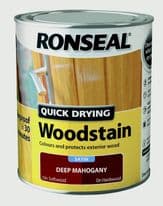 Ronseal Quick Drying Woodstain Satin 750ml - Deep Mahogany