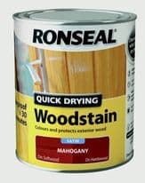 Ronseal Quick Drying Woodstain Satin 750ml - Mahogany