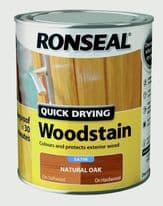 Ronseal Quick Drying Woodstain Satin 750ml - Natural Oak