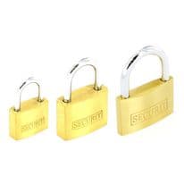Securit Brass Padlocks Assorted Sizes (12) - 20mm, 25mm, 30mm