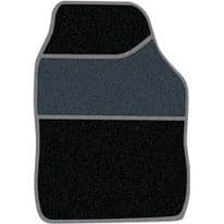 Streetwize Velour Carpet Mat Sets with Coloured Binding - 4 Piece - Black/Grey