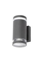 Zinc Lens Wall 2 Light With Photocell - Grey