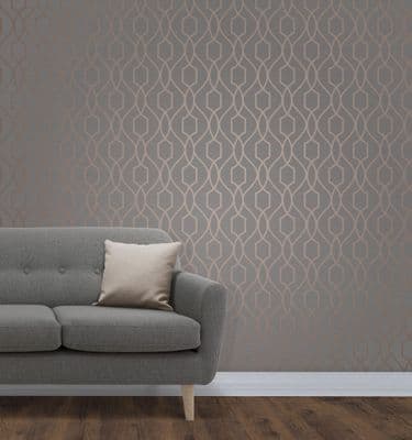 Fine Decor Apex Geo Trellis Copper FD41998 Wallpaper