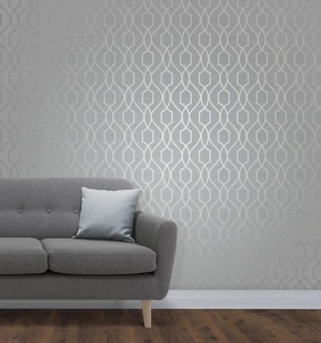 Fine Decor Apex Geo Trellis Silver FD41995 Wallpaper