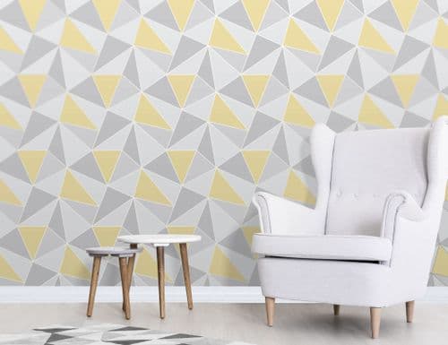 Fine Decor Apex Geo Yellow/Grey FD41991 Wallpaper