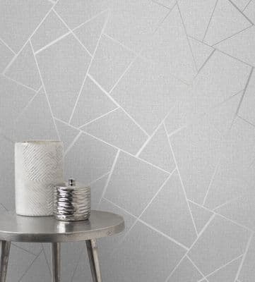 Fine Decor Quartz Fractal Silver FD42280 Wallpaper