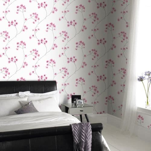 Graham and Brown Radiance Pink/White 33-286 Wallpaper