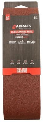 Abracs AL/OX Sanding Belt 75mm x 533mm - 80 Grit