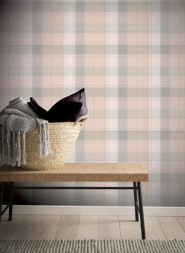 Arthouse Country Check Pink 901900 Wallpaper