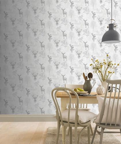 Arthouse Etched Stag Mono 901808 Wallpaper