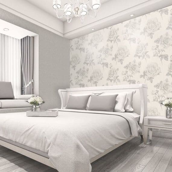 Belgravia Amara Rose Soft Silver 7365 Wallpaper