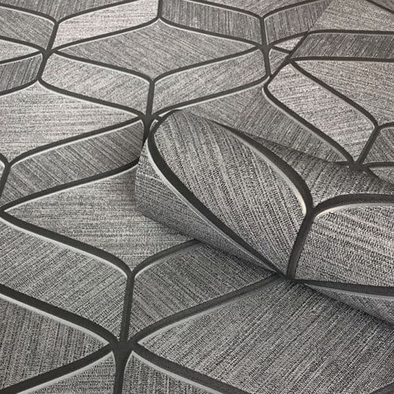 Belgravia Luciano Geometric Gunmetal 3850 Wallpaper