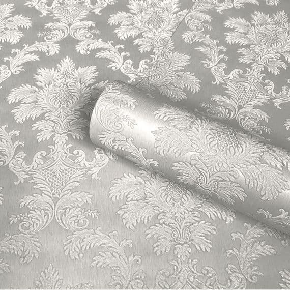 Belgravia Tilly Damask Silver 9101 Wallpaper